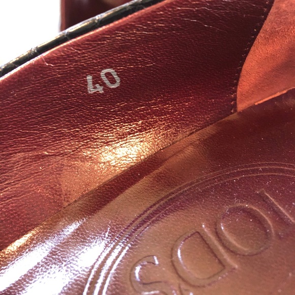 TOD’S Black Leather Croco Embossed Heels 40 - Picture 12 of 16